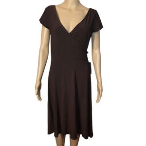 Scarlett Dress Vintage Deep V Neck Back Brown Womens Size 10